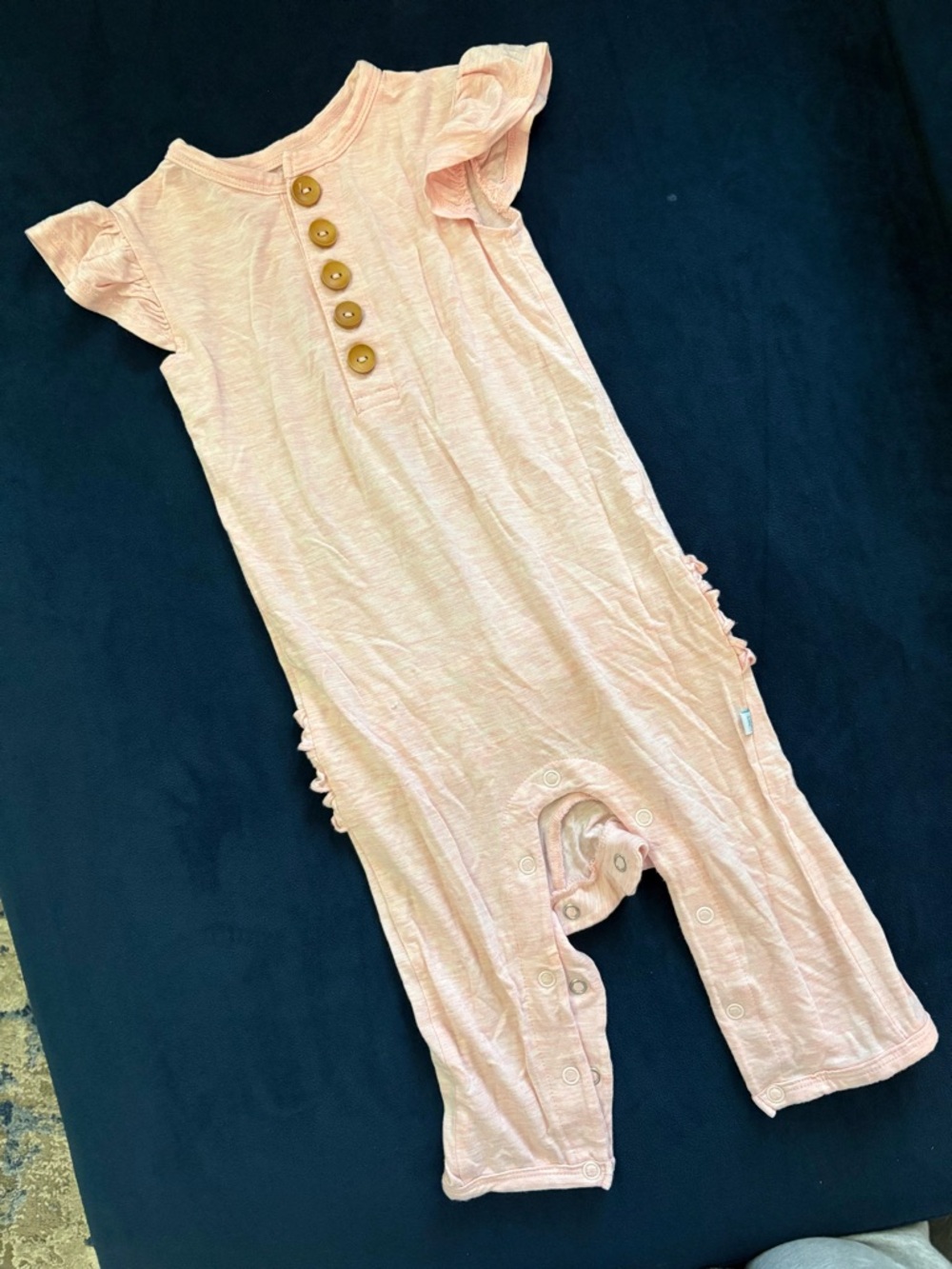 Posh Peanut Pink Ruffle Baby Romper 12-18